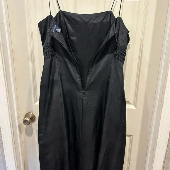 Ann Taylor Vintage Black Spaghetti Strap Silk Formal Dress Y2K size 12 - Picture 4 of 5